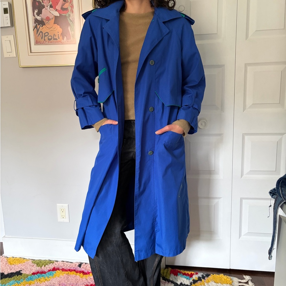 Vintage Royal Blue Trench Coat